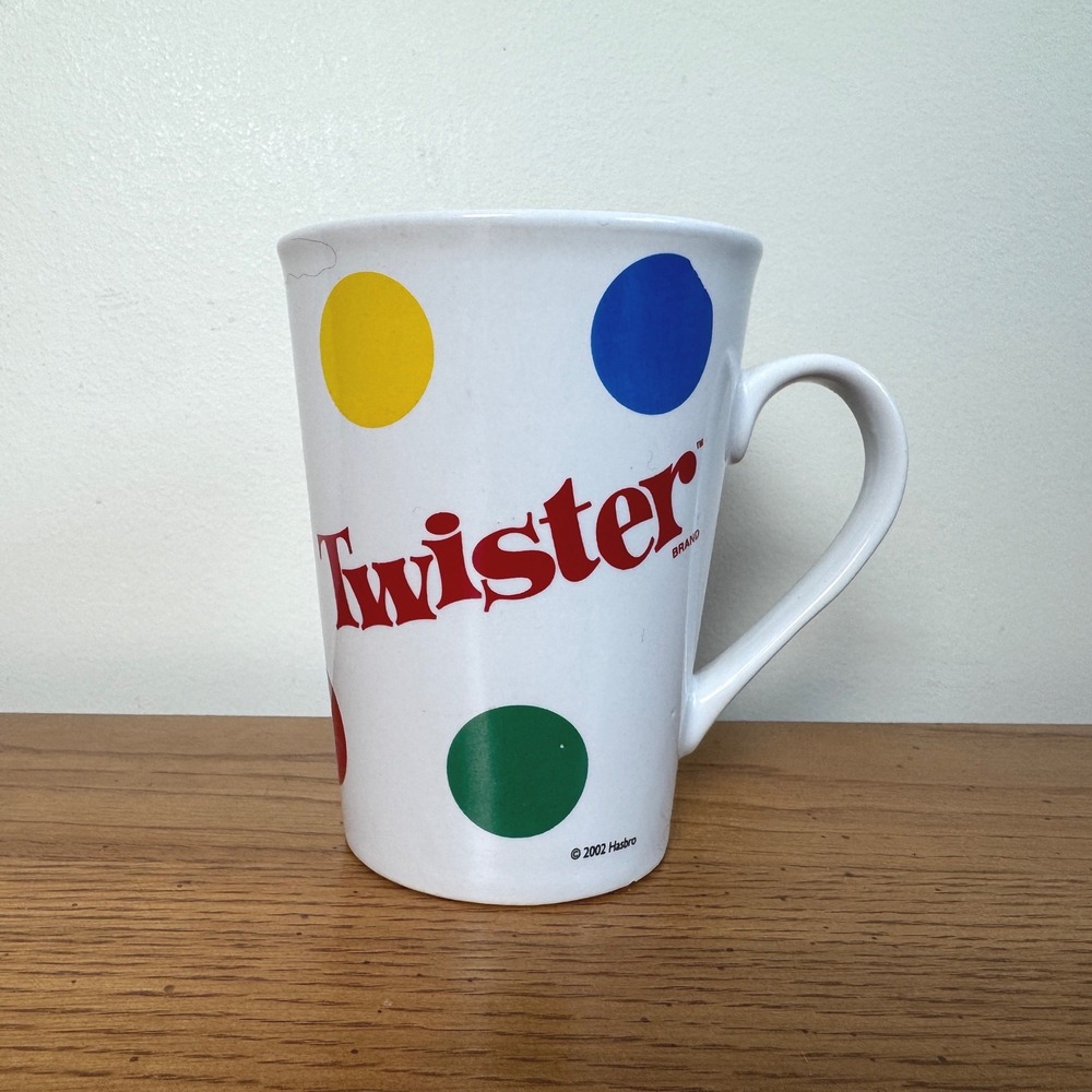 Hasbro Twister Board Game Coffee Mug 2002 Sherwood Brands Polka Dot‎ White
